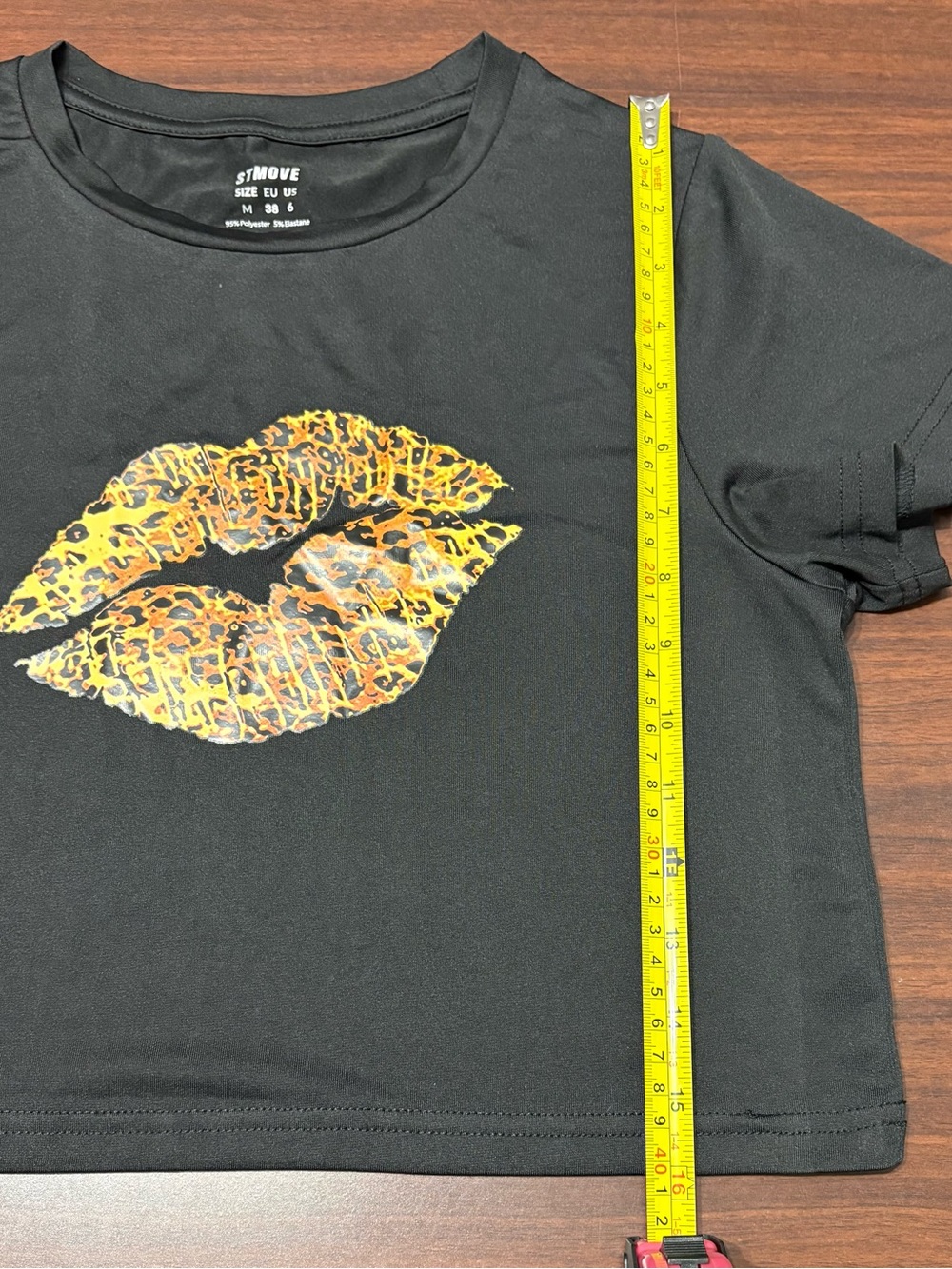 Kids Black Crop Tee with Gold Leopard Kiss Graphic - Picture 3 of 6